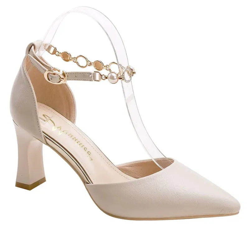 Beautiful Slingback Faux Leather Pointed Toe Heels