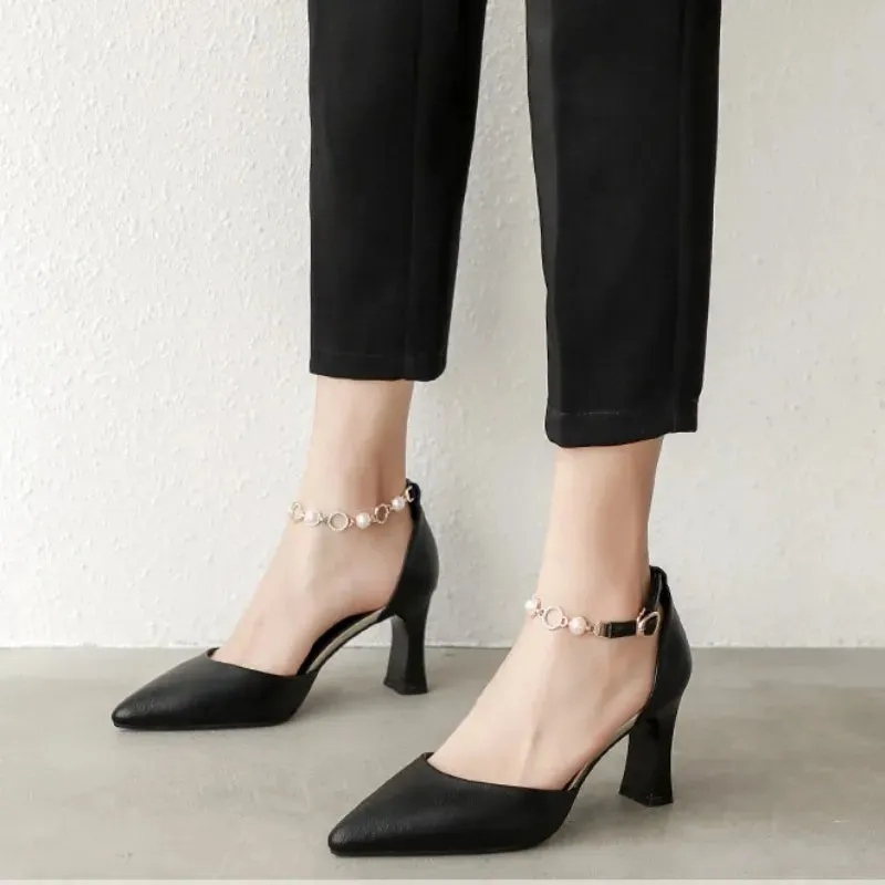 Beautiful Slingback Faux Leather Pointed Toe Heels