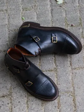 Bright Shoemakers, Western Monk Boot, Black Ox/ Black Pull-up