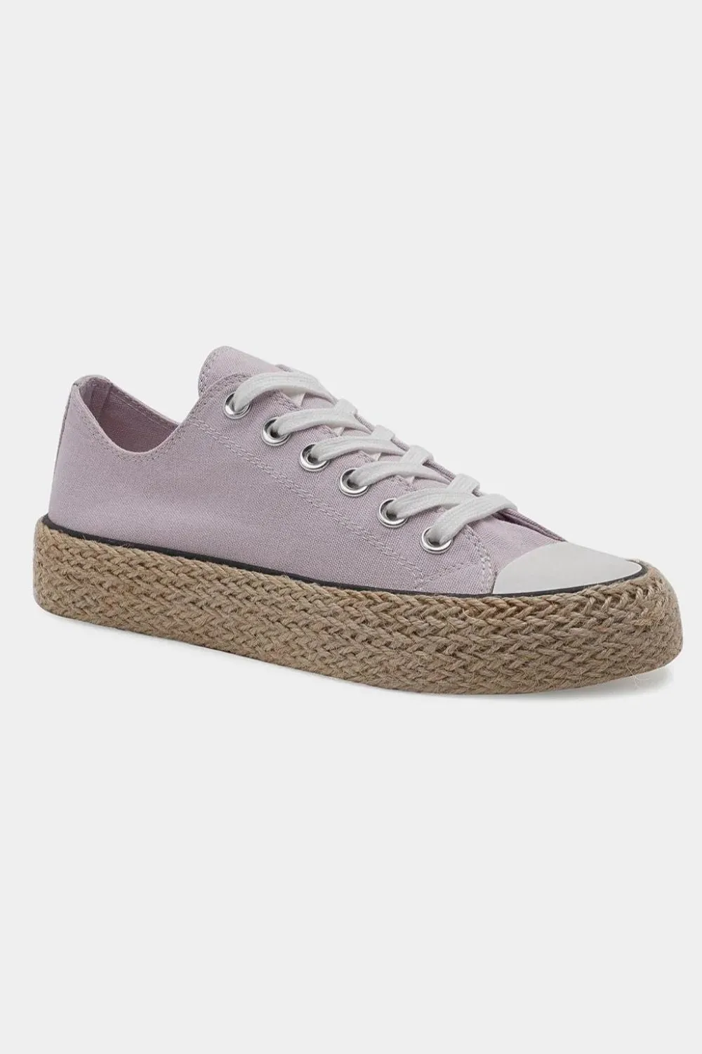 Canvas Lace-Up Espadrille Sneakers in Lilac