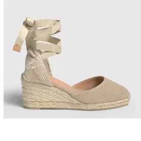 Castaner Carina 6 Sand Beige Canvas Wedge Espadrilles