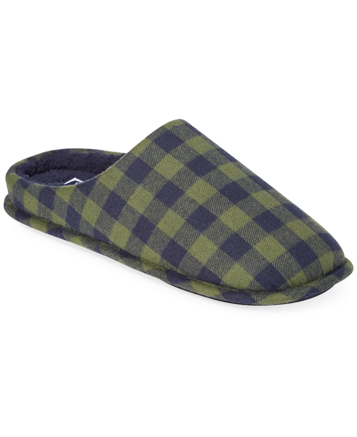 Club Room Men's Fleece-Lined Check Slippers Small