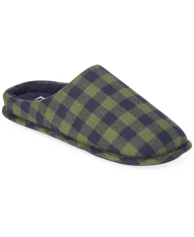 Club Room Men's Fleece-Lined Check Slippers Small