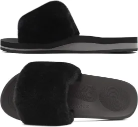COFACE Womens Slides Fuzzy Slippers Open Toe Fluff Slippers With Arch Support Plantar Fasciitis Orthotic Slippers Women House Shoes