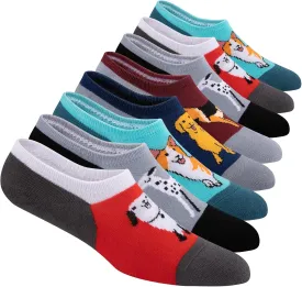 COOPLUS No Show Socks Men 8 Pairs Cotton Low Cut Non Slip Casual Invisible Flat Boat Socks