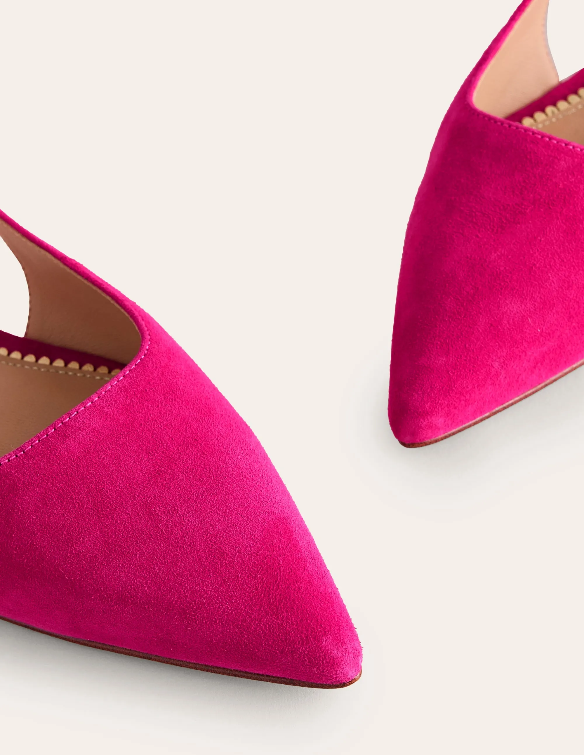 Cut Out Slingback Flat-Pink Peacock Kid Suede