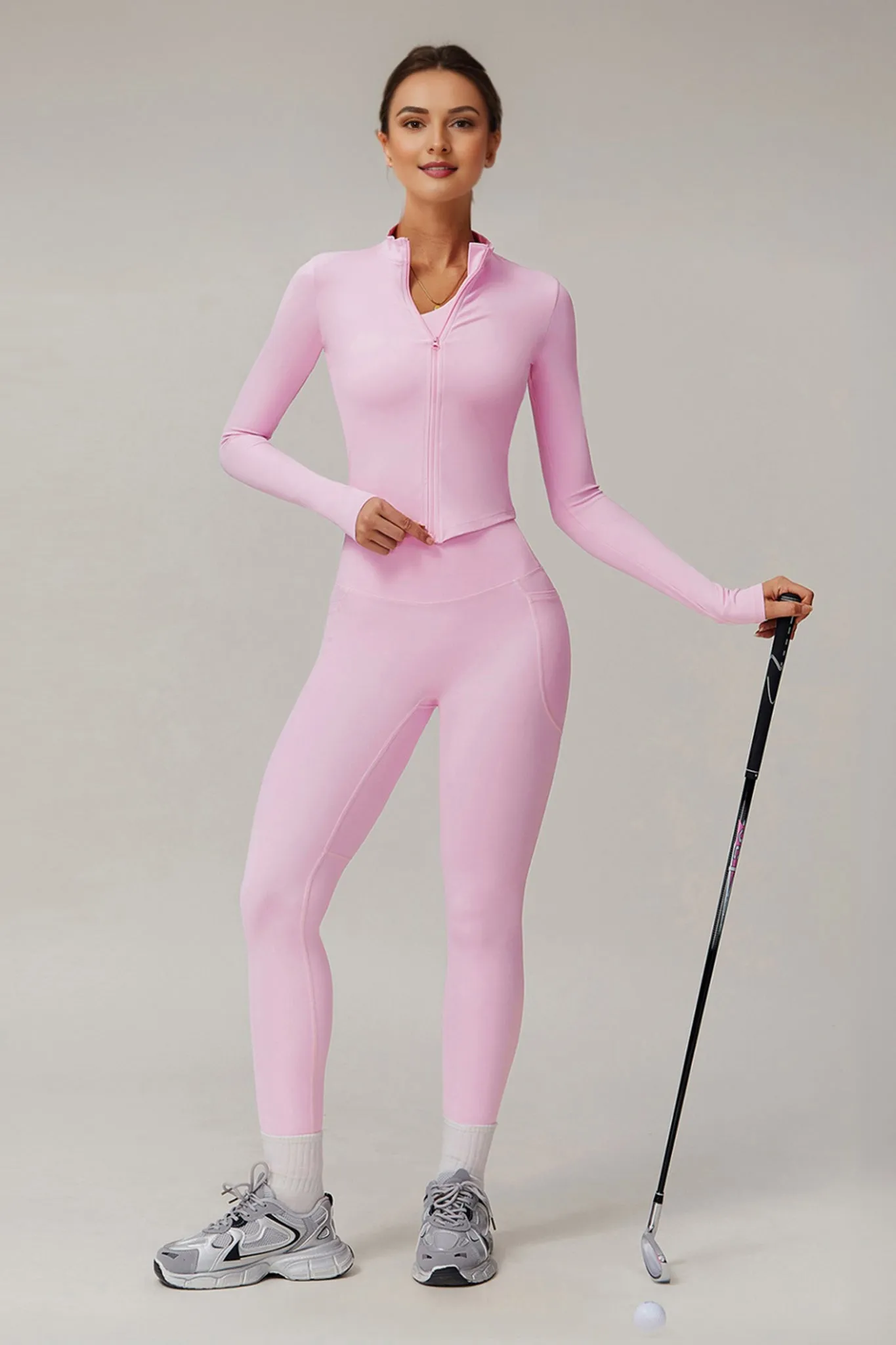 FlexFit High-Waisted Pocket Leggings - Baby Pink
