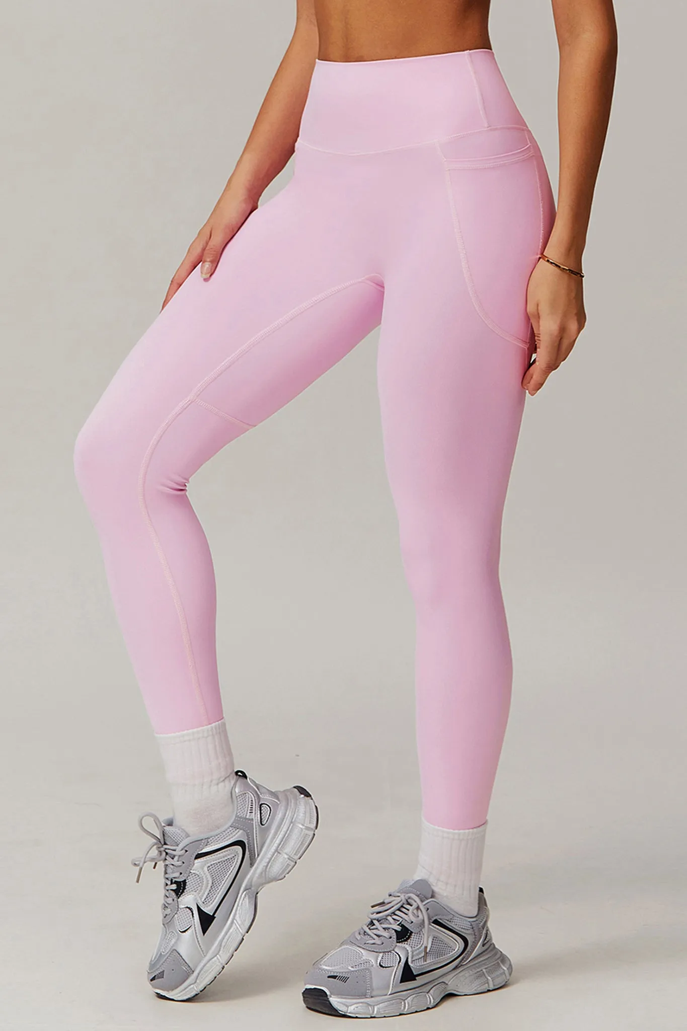 FlexFit High-Waisted Pocket Leggings - Baby Pink
