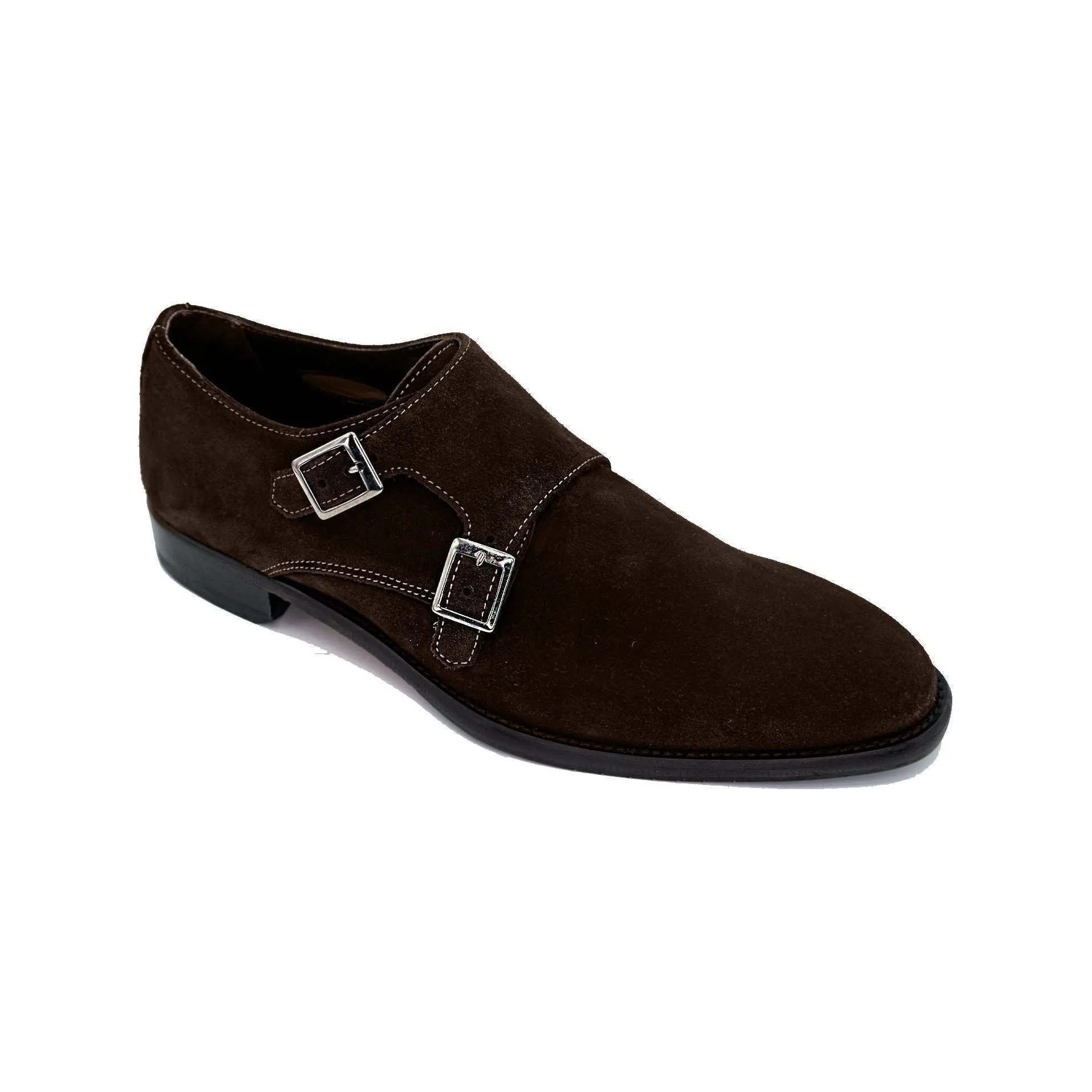 Giovacchini Belvedere Italian Shoes Monk Strap Suede Chocolate Francesco
