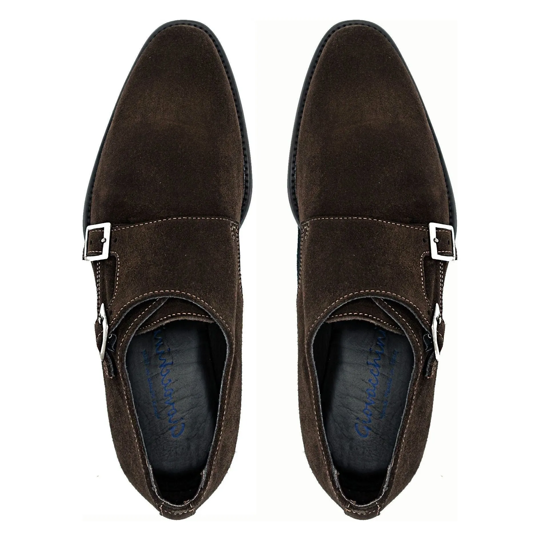 Giovacchini Belvedere Italian Shoes Monk Strap Suede Chocolate Francesco