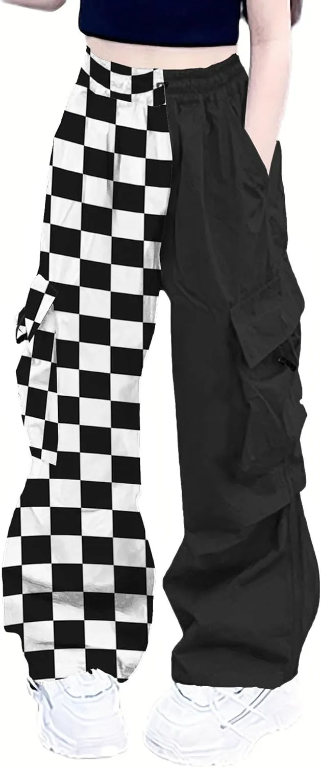 Girls Cargo Pants Elastic Waist Drawstring with Pockets Pants, 6-14 Years