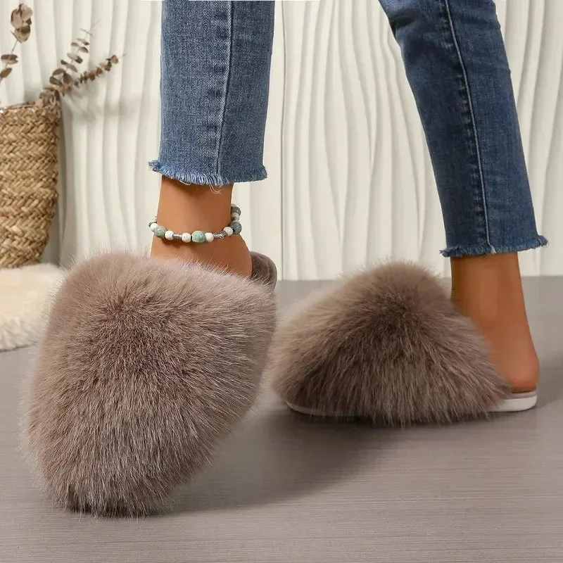 Indoor Faux Fur Slippers for Women