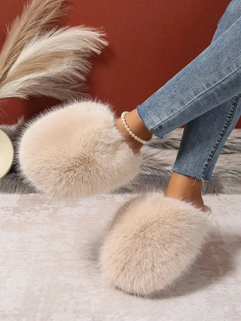 Indoor Faux Fur Slippers for Women