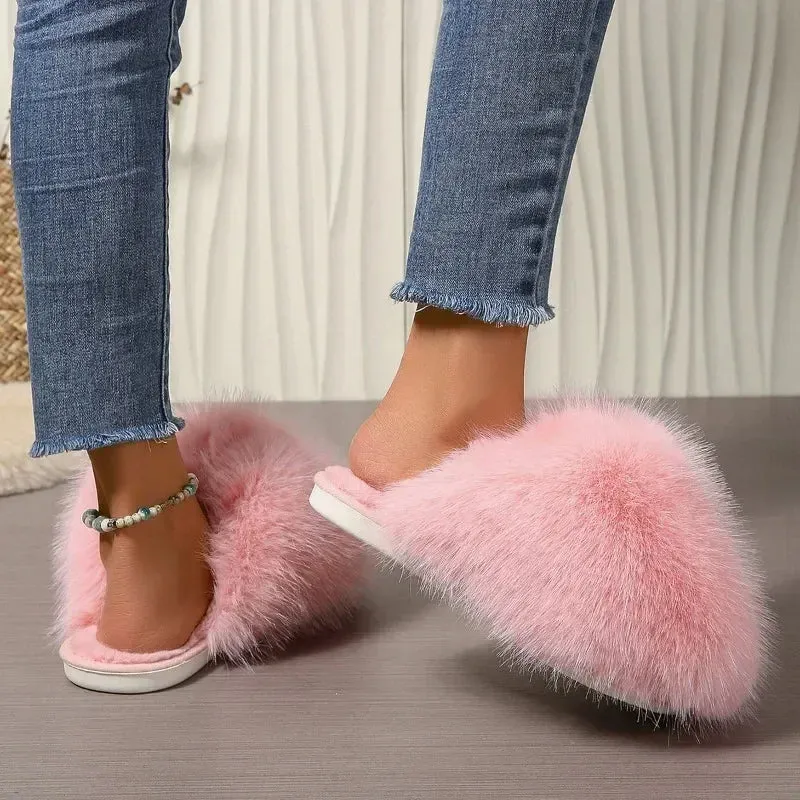 Indoor Faux Fur Slippers for Women