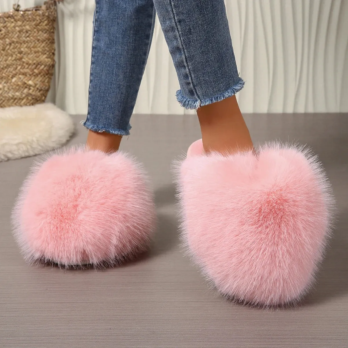 Indoor Faux Fur Slippers for Women