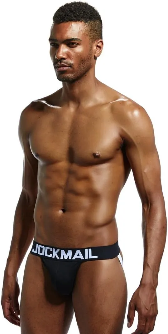 JOCKMAIL Mens Jockstrap Underwear Wide Belt Athletic Supporter Mens Thongs Sport Underwear Jock Strap