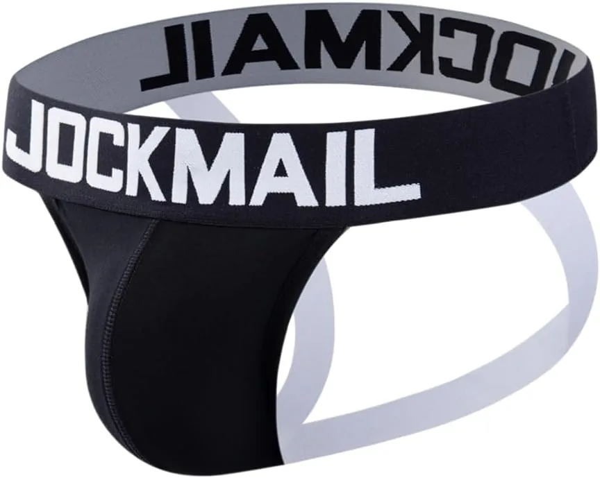 JOCKMAIL Mens Jockstrap Underwear Wide Belt Athletic Supporter Mens Thongs Sport Underwear Jock Strap