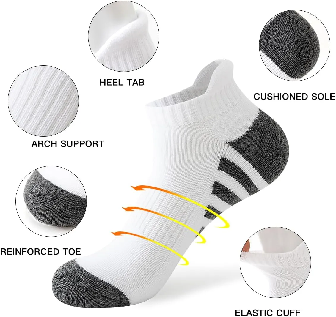 JOYN??E 10 Pairs Mens Athletic Running Ankle Socks Men 10 Pack Low Cut Breathable Workout Socks,Sock Size:10-13