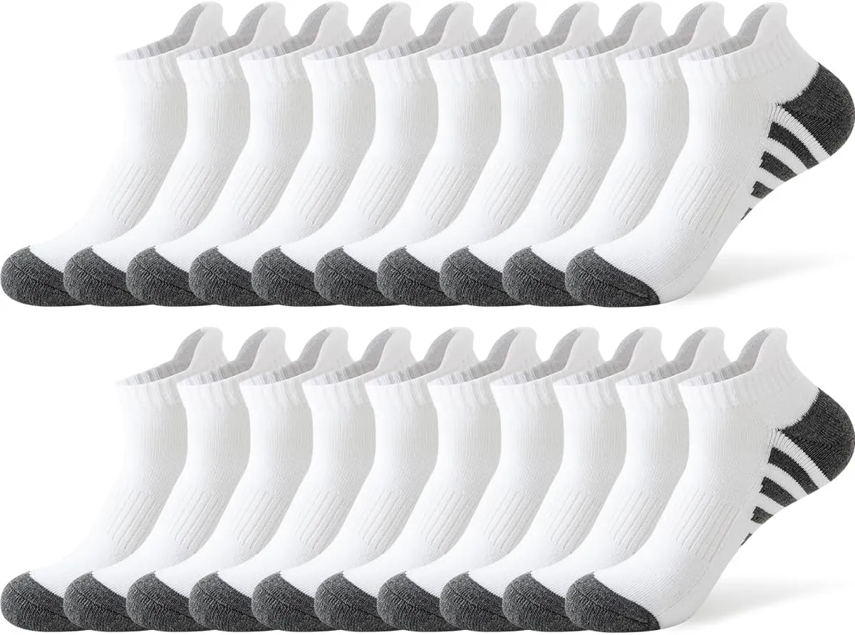 JOYN??E 10 Pairs Mens Athletic Running Ankle Socks Men 10 Pack Low Cut Breathable Workout Socks,Sock Size:10-13