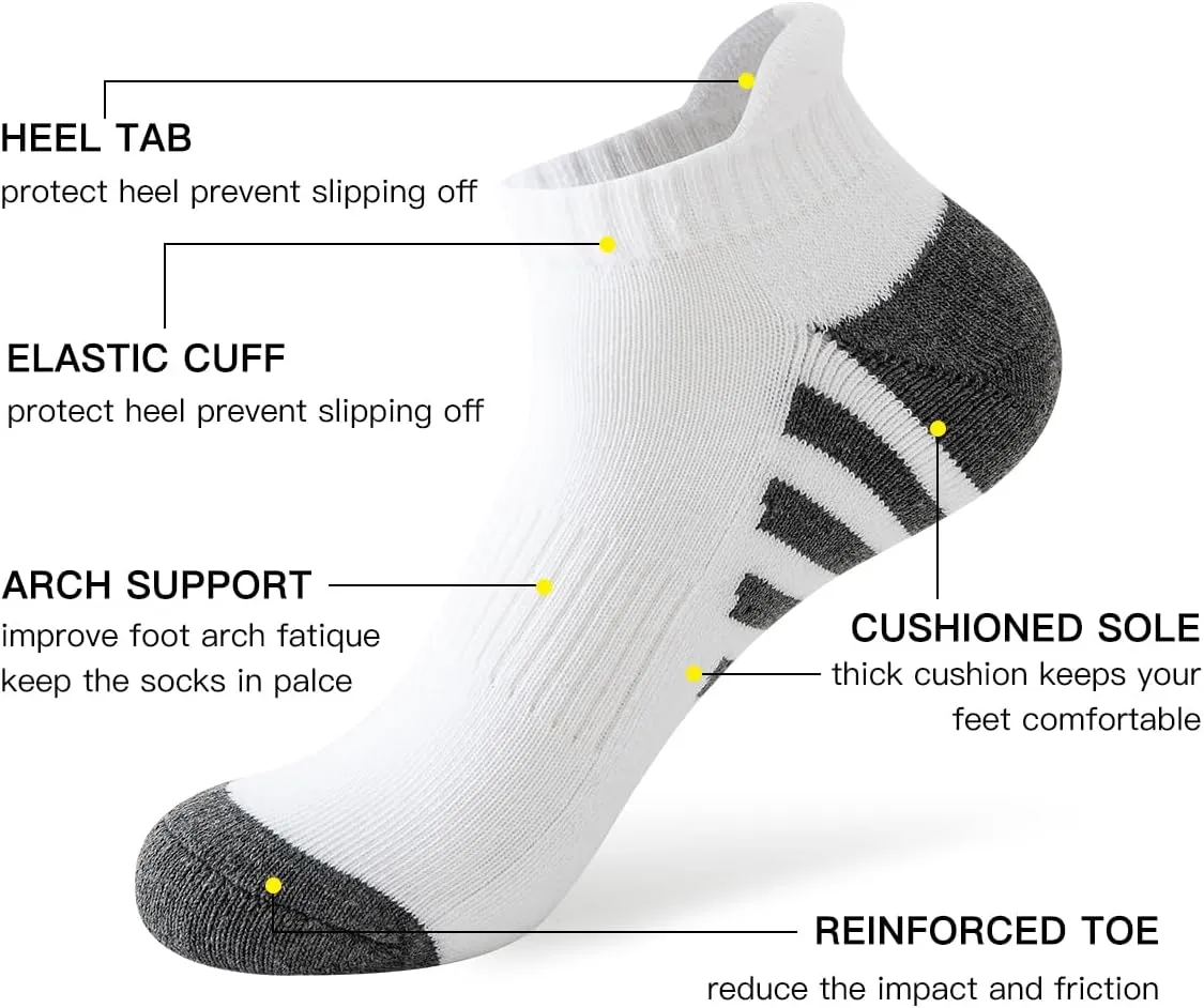 JOYN??E 10 Pairs Mens Athletic Running Ankle Socks Men 10 Pack Low Cut Breathable Workout Socks,Sock Size:10-13