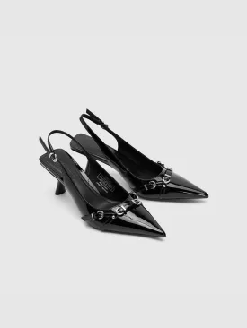 Kitten Heeled Pointed Toe Slingbacks