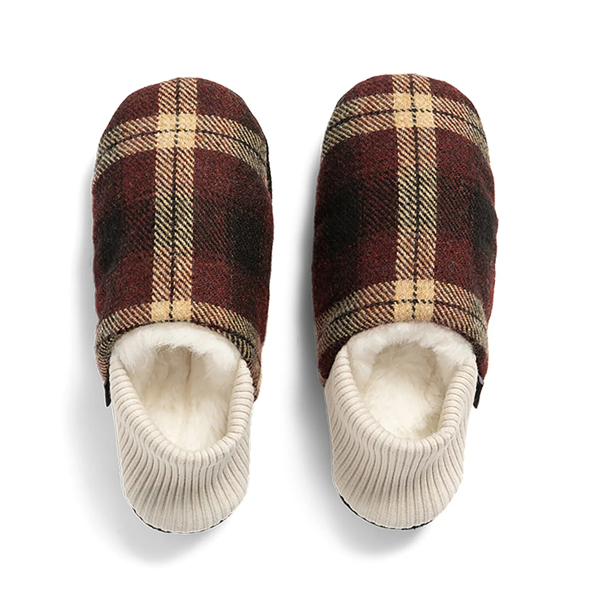 Lanton Tweed House Shoes - Fur-Lined