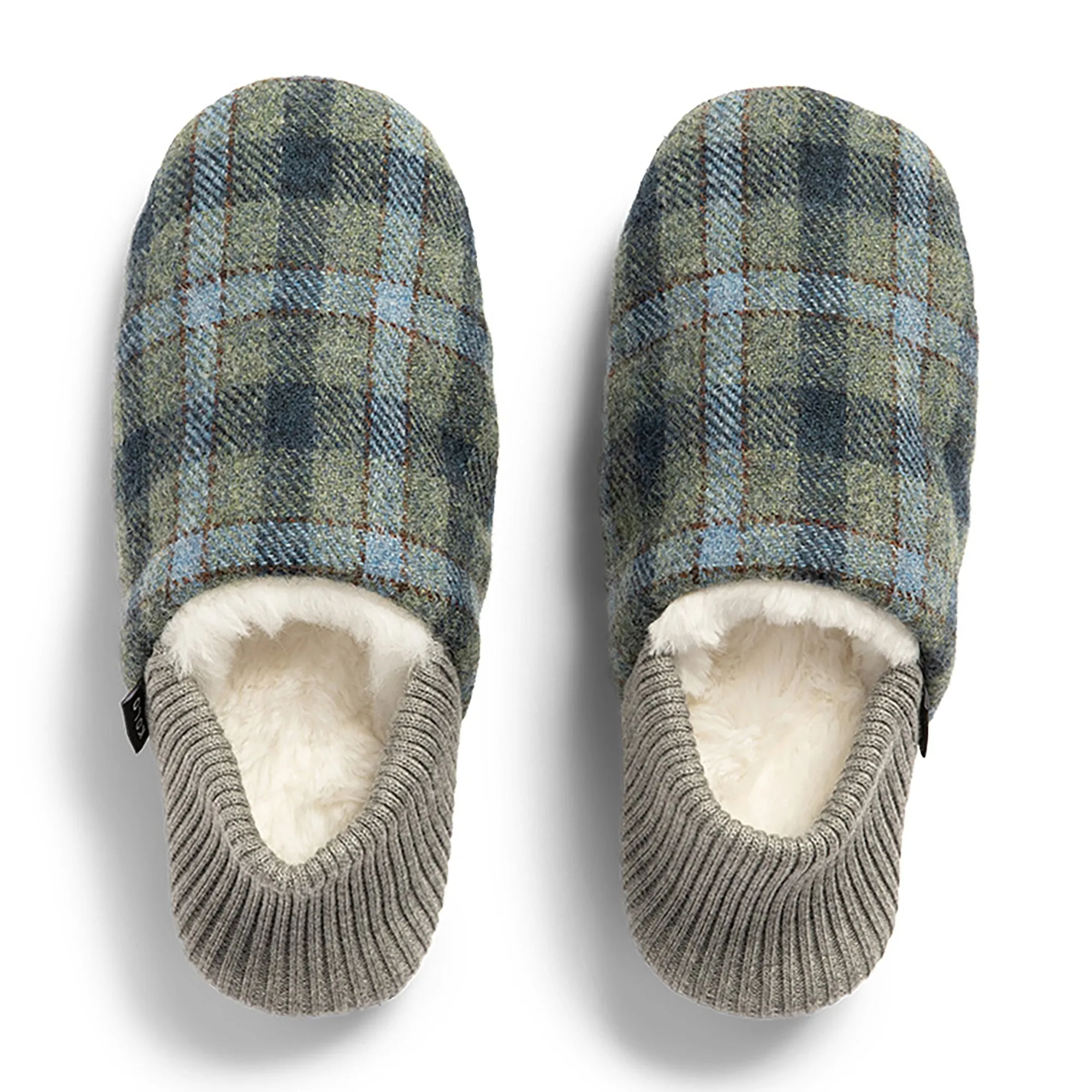 Lanton Tweed House Shoes - Fur-Lined