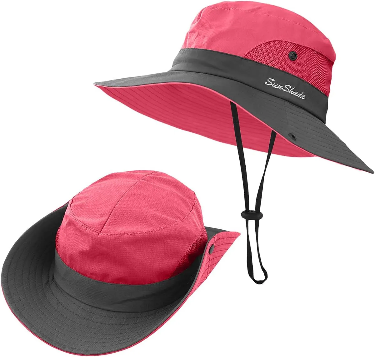 LCZTN Kids Ponytail Sun Hat Wide Brim UV Protection for Girls Beach Bucket Cap