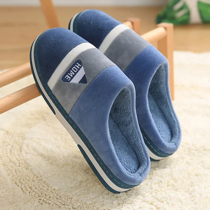 Men Indoor Home Non Slip Versatile Plush Cotton Slippers