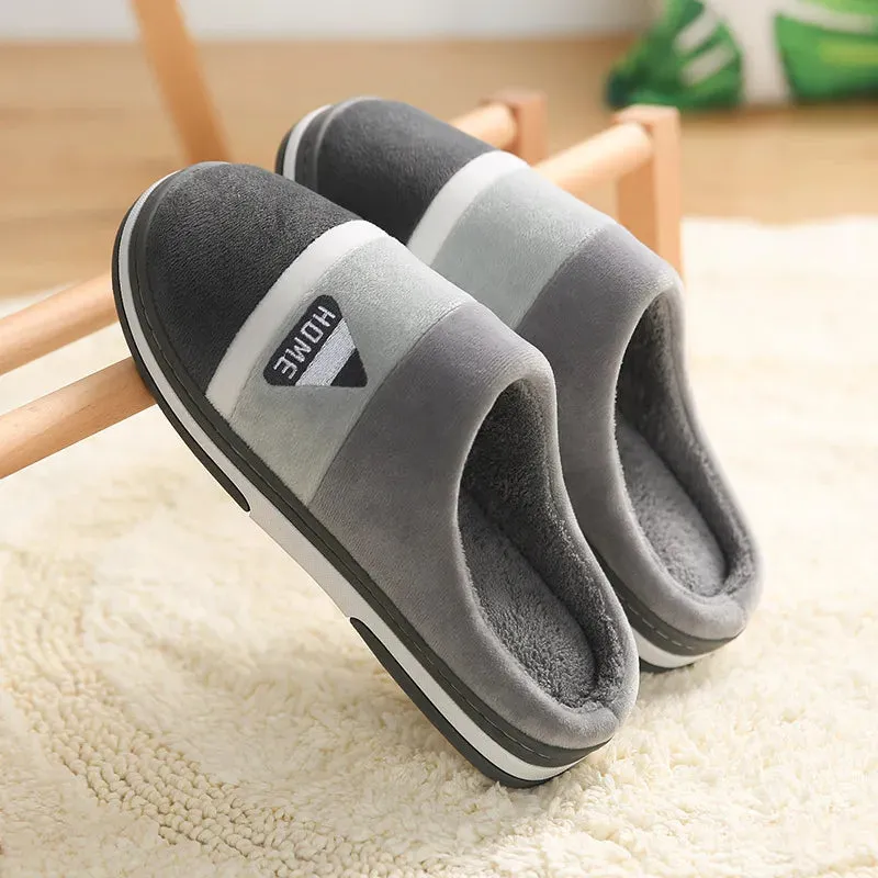 Men Indoor Home Non Slip Versatile Plush Cotton Slippers