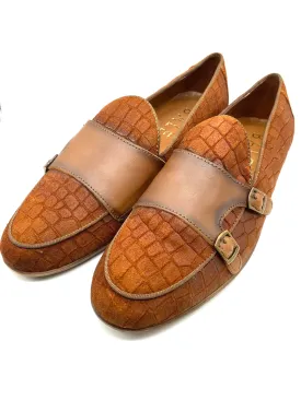 Monk Strap Croc Loafer Shoe - Tan