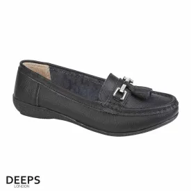 NAUTICAL WOMEN'S SLIP ON CASUAL LEATHER LOAFER/MOCASSIN/BOAT SHOES WITH TASSELS