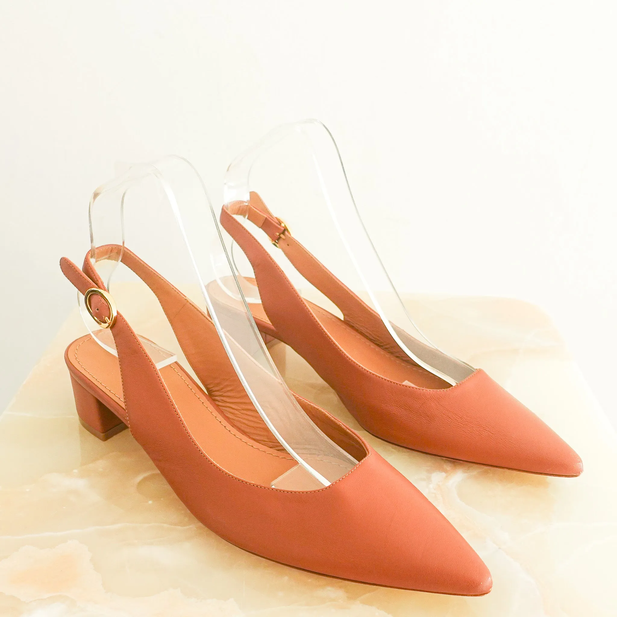 NEW Tan leather slingback pumps RRP £125
