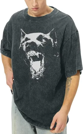Oversized Graphic Tees Vintage Shirt Men Baggy Y2k Cotton Acid Wash T Shirts Harajuku Streetwear Grunge Aesthetic Top