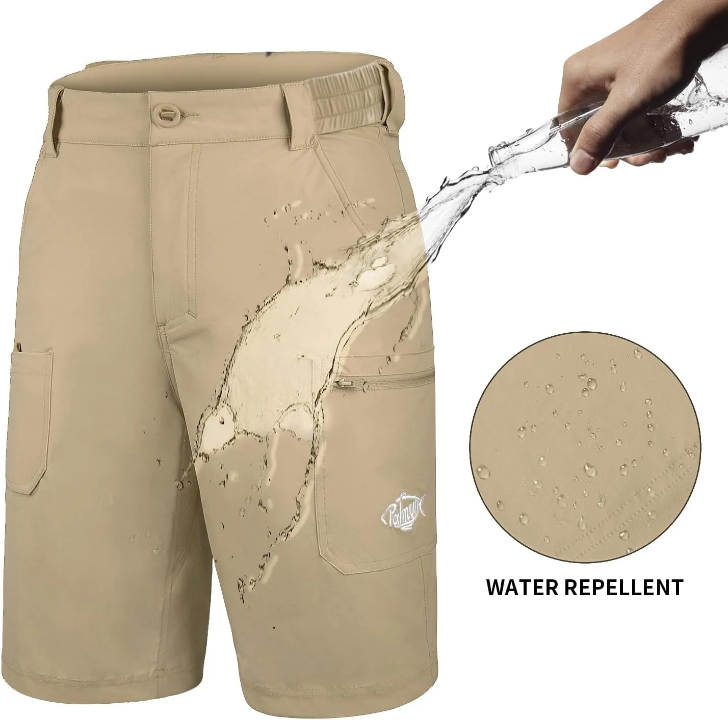Palmyth Men's Fishing Short Quick Dry 10.5?? Sun Protection UV UPF 50  Cargo Shorts Water Resistant for Saltwater Freshwater