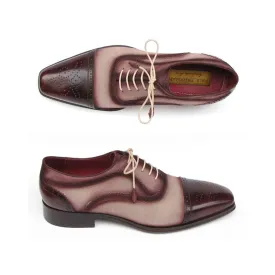 Paul Parkman Men's Captoe Oxfords - Bordeaux / Beige  Suede Upper and Leather Sole (ID#024-BRR)
