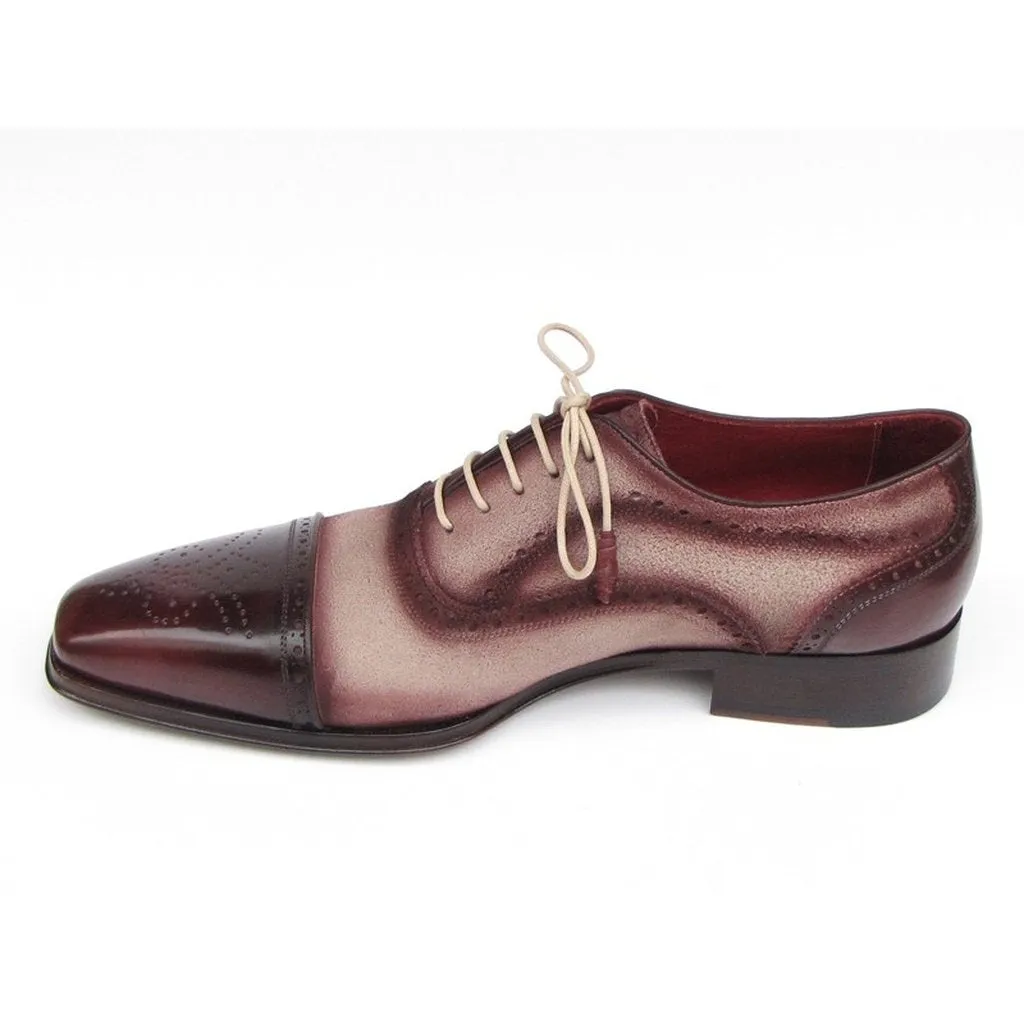 Paul Parkman Men's Captoe Oxfords - Bordeaux / Beige  Suede Upper and Leather Sole (ID#024-BRR)