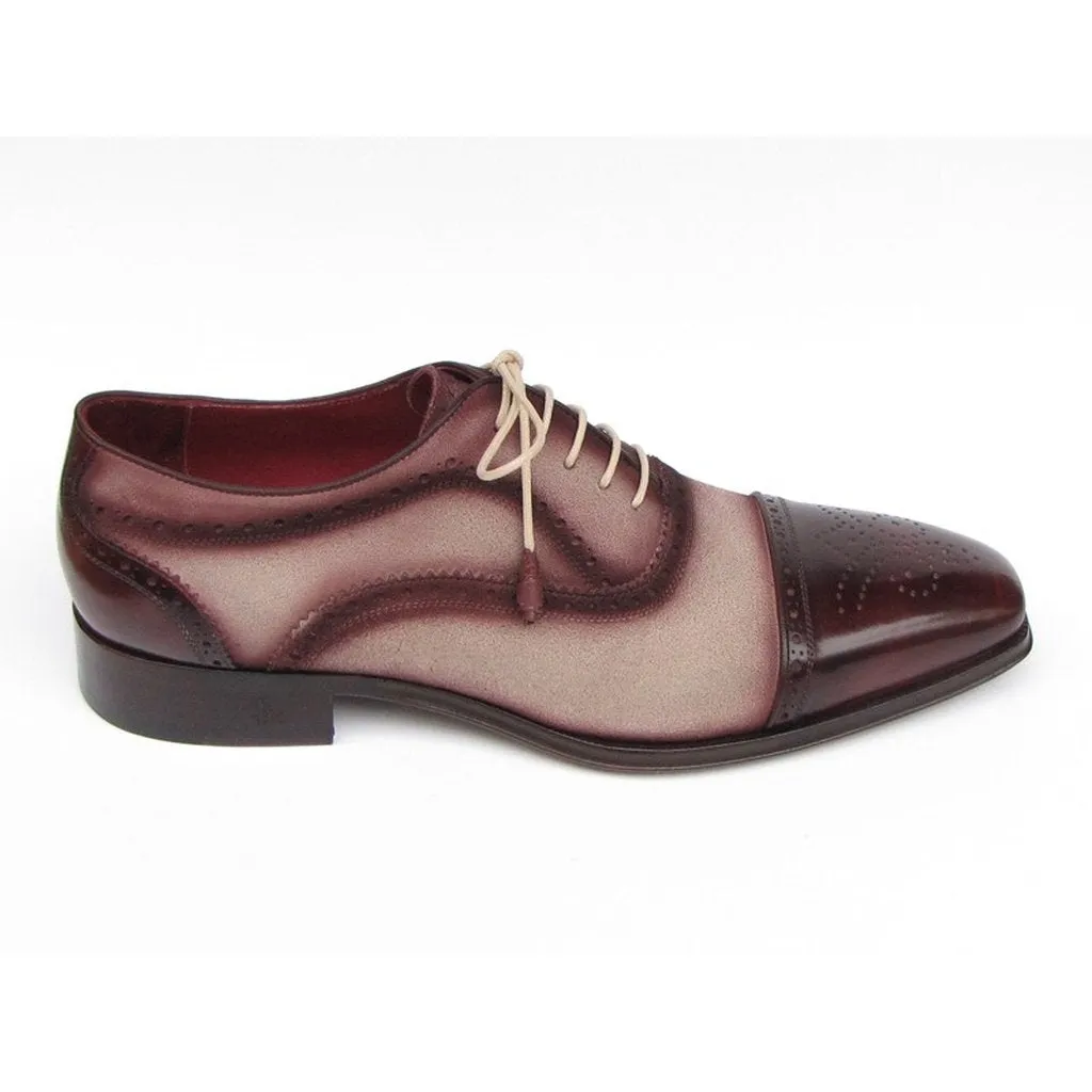 Paul Parkman Men's Captoe Oxfords - Bordeaux / Beige  Suede Upper and Leather Sole (ID#024-BRR)