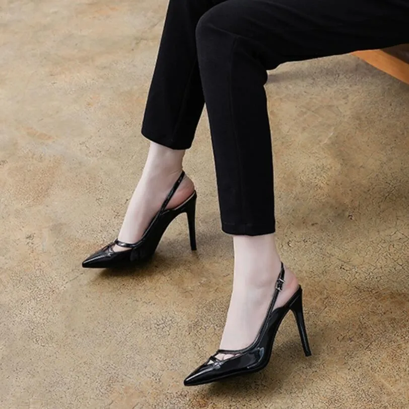 Petite Size Slingback Patent Heels For Women MS109