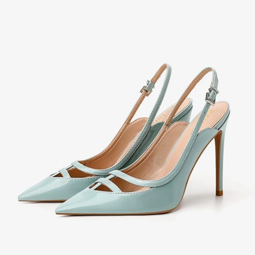 Petite Size Slingback Patent Heels For Women MS109