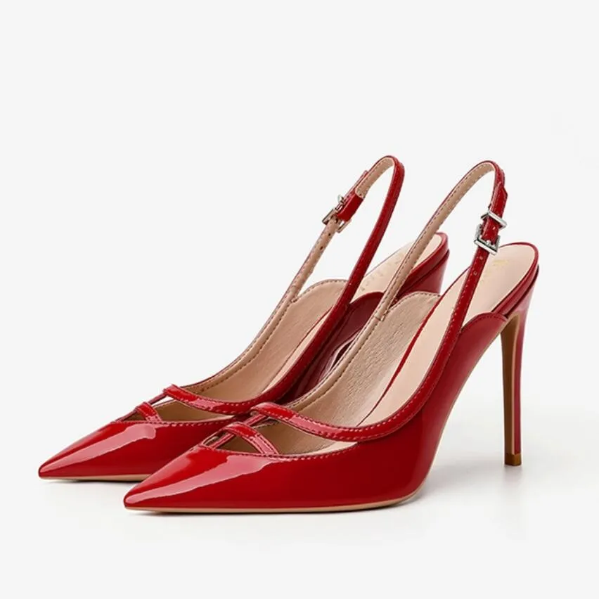 Petite Size Slingback Patent Heels For Women MS109