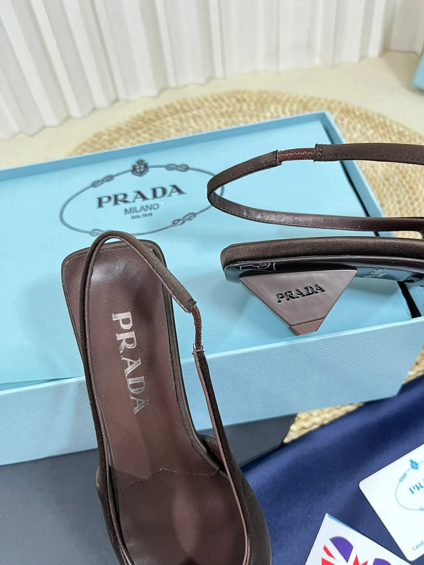 PRA POINTED TOE SLINGBACK PUMPS CHOCOLATE SATIN