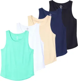 Real Essentials 5 Pack: Men's Mesh Y-Back Muscle Tank Top - Gym Workout & Bodybuilding Fitness (Available in Big & Tall)