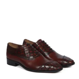 Slant Cap Toe Deep Cut Espresso Leather Double Shade Men's Formal Shoes