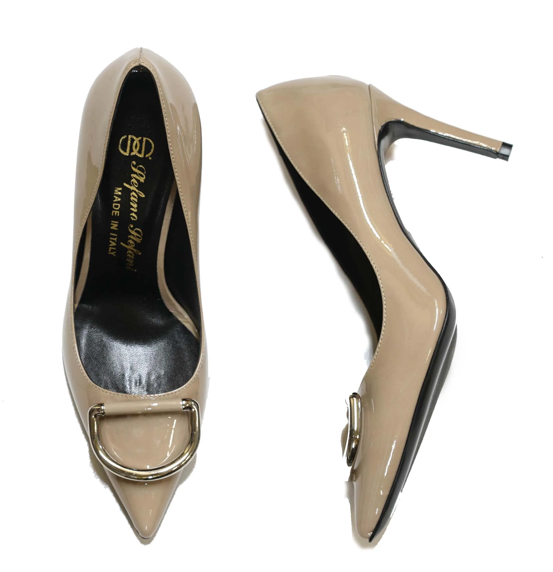 Stefano Stefani Women's Patent Taupe & Silver Shoe 7607 - 41 EU Last Size