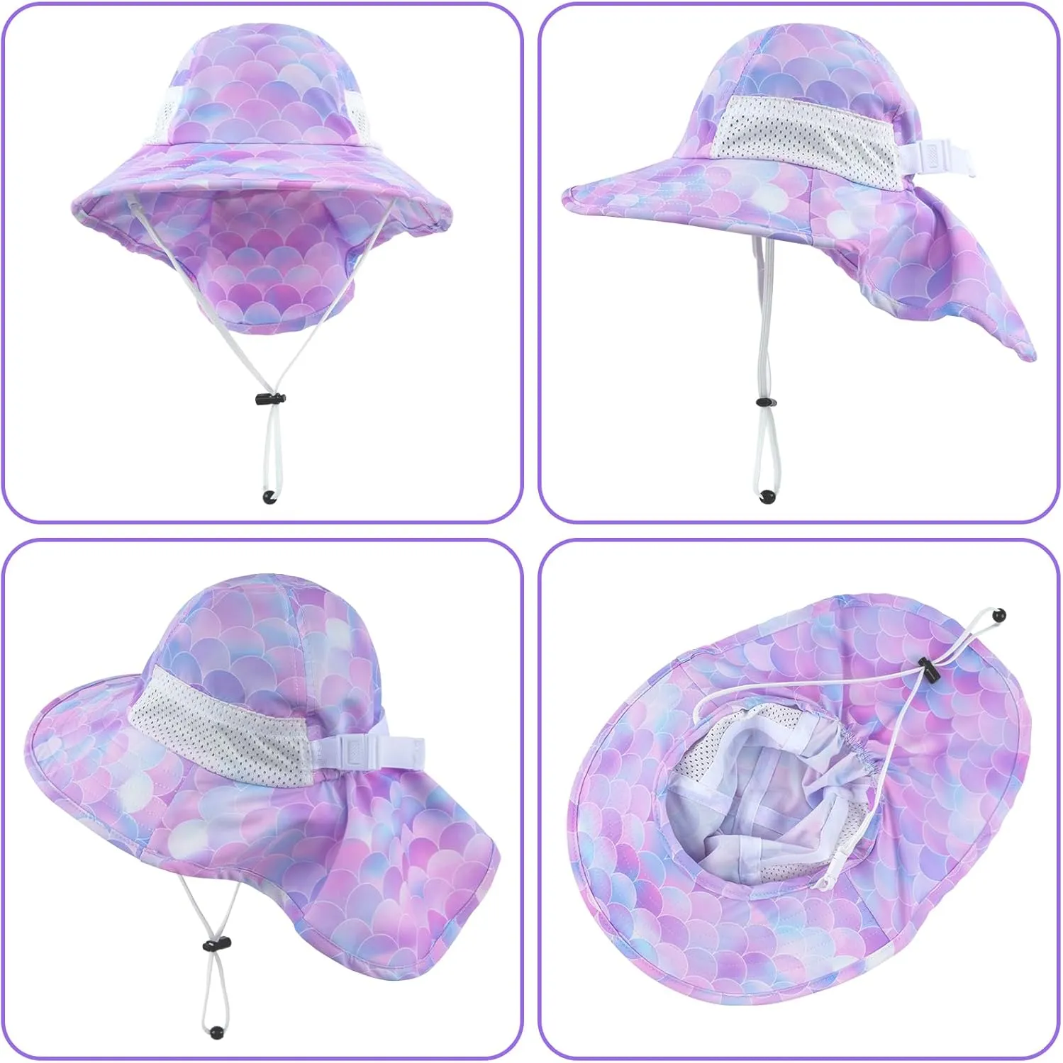 Toddler Baby Sun Hat Kids Summer UPF 50  for Boys Girls Adjustable Beach Hats with Bucket Wide Brim Age 1-7 Years