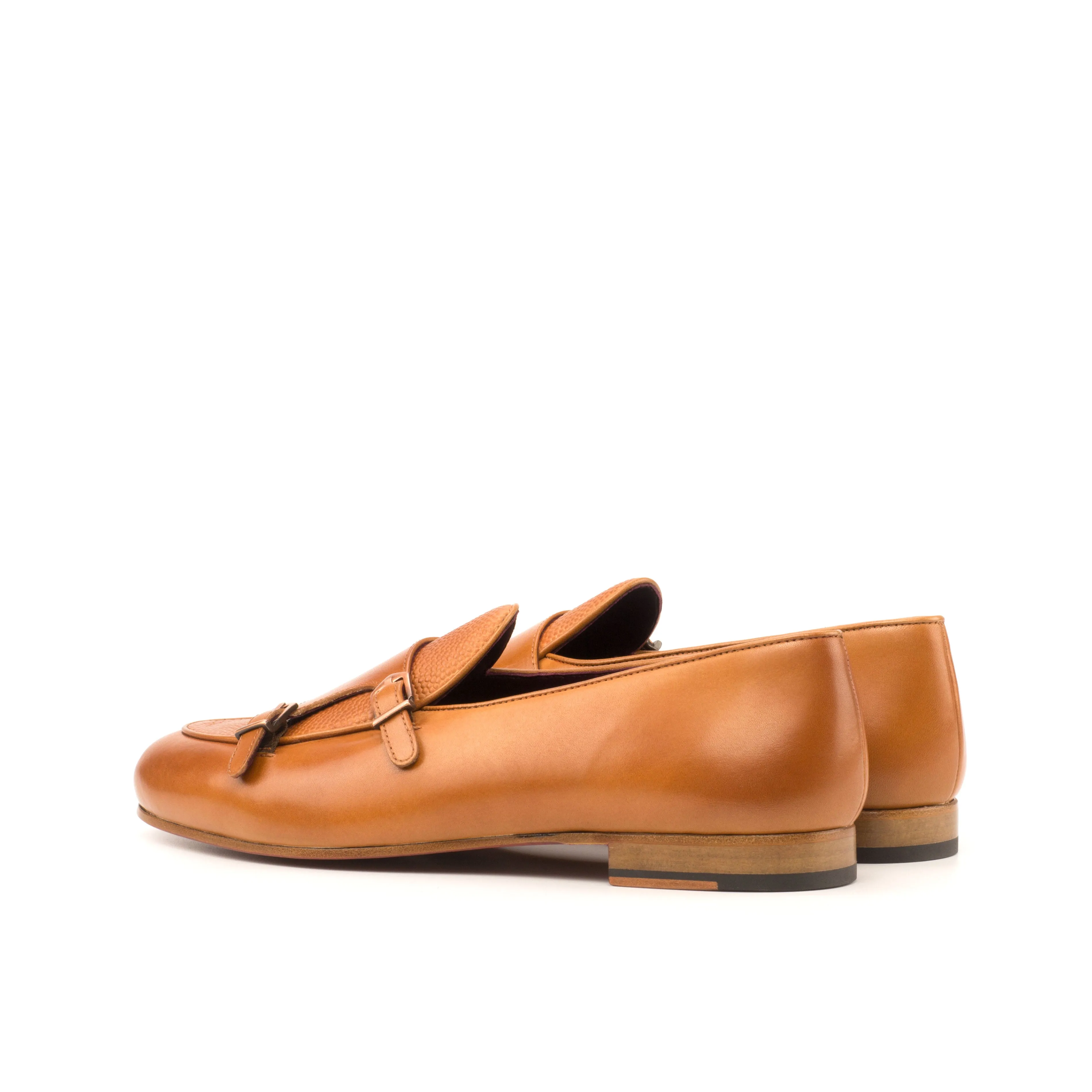 Unique Handcrafted Monk Slipper   cognac painted calf