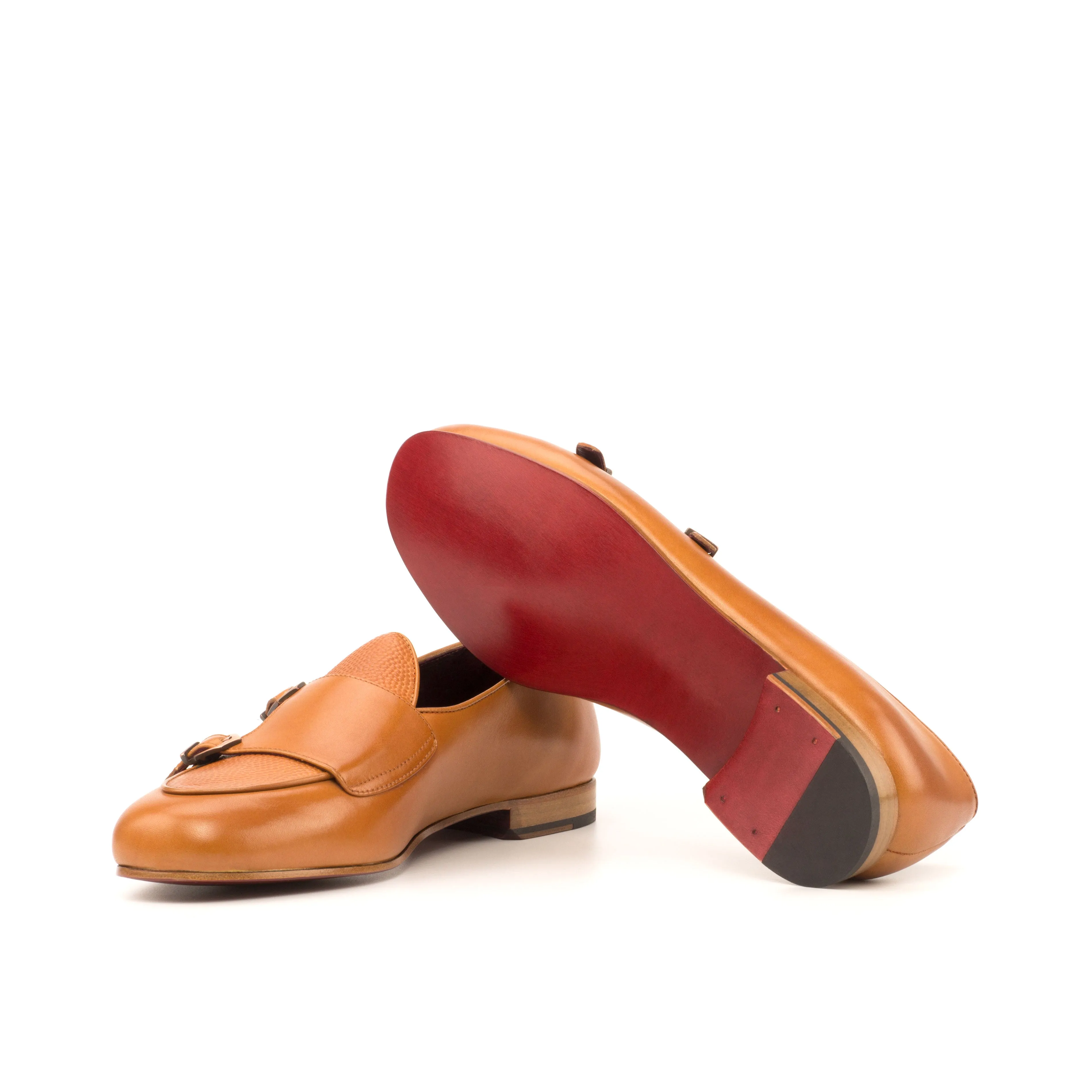 Unique Handcrafted Monk Slipper   cognac painted calf