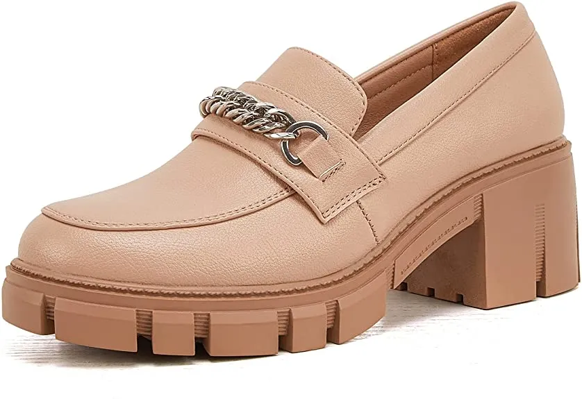 Women Platform Loafers Slip on Chain Casual Loafers
