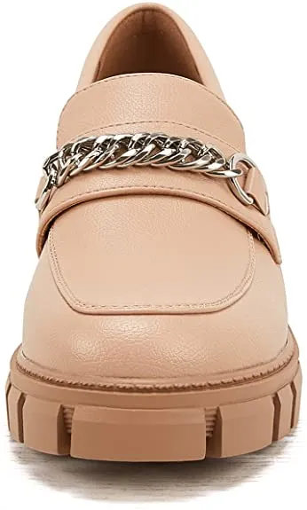 Women Platform Loafers Slip on Chain Casual Loafers